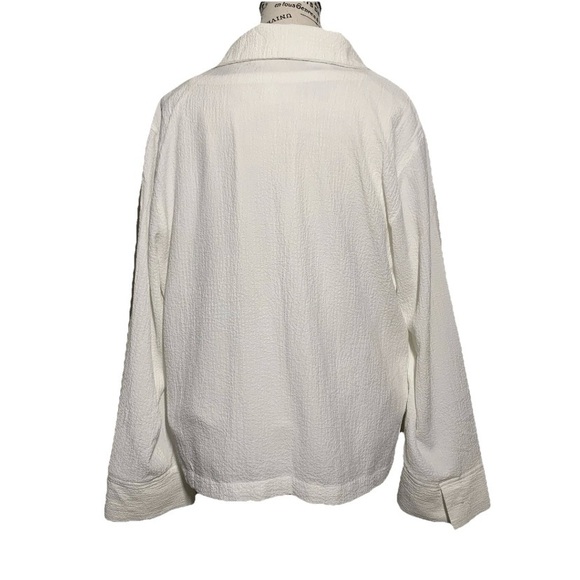Habitat White Textured Button-Up Shirt Women’s Sz XL Artsy Lagenlook - Picture 2 of 10